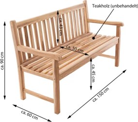 Divero 35520 Záhradná lavica masív 3-miestna 150 cm