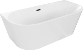 Mexen Oval, voľne stojaca nástenná vaňa 160 x 80 cm, biela, čierny matný prepad, 52671608000-70