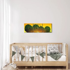 Obraz - Srdce v korunách stromov (s hodinami) (90x30 cm)