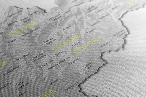 Obraz decentná šedo-žltá mapa Slovenska - 120x60