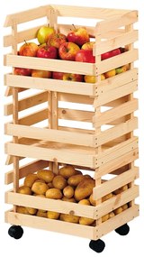 Kesper 69581 Regál na ovocie a zeleninu s kolieskami borovice, 80 x 37 x 30 cm