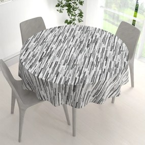 Biante Dekoračný okrúhly obrus Leona LN-175 Sivo-čierne pásiky Ø 130 cm