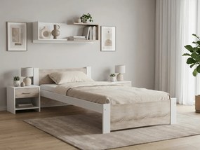 Posteľ IKAROS 90 x 200 cm, biela/dub sonoma Rošt: Bez roštu, Matrac: Matrac Somnia 18 cm
