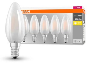OSRAM LED žiarovka sviečka E14 4W 2 700K 470lm 5ks