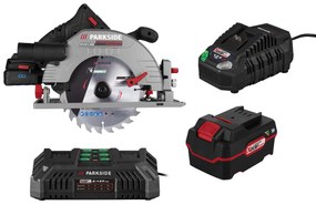 Parkside®  Aku ručná kotúčová píla + Dvojitá nabíjačka na akumulátor + Rýchlonabíjačka akumulátora 20 V/4,5 A + Akumulátor 20 V/4Ah  (800011509)