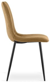 Set štyroch jedálenských stoličiek LAVA zamatové, hnedé / čierne nohy (4 ks)