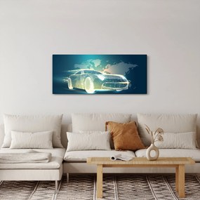Obraz auta z geometrických tvarov (120x50 cm)