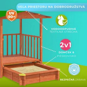 Pieskovisko s verandou SUNNY, 130x130x143cm, hnedá/zelená Jurhan