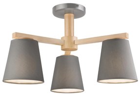 Lamkur Prisadený luster ELLIE 3xE27/60W/230V šedá/buk LA37790