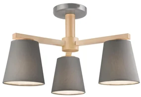 Lamkur Prisadený luster ELLIE 3xE27/60W/230V šedá/buk LA37790
