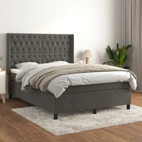 Posteľný rám boxspring s matracom tmavosivý 140x200 cm zamat 3132862