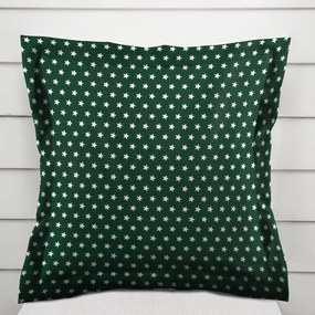 Biante Bavlnená obliečka na vankúš s lemom Sandra SA-350 Biele hviezdičky na tmavo zelenom 30 x 50 cm