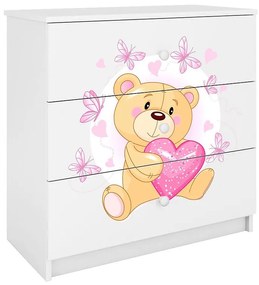 Detská komoda Babydreams biela – Medveď s motýľmi