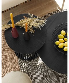 Čierny konferenčný stolík z teakového dreva Kave Home Irune, ⌀ 80 cm