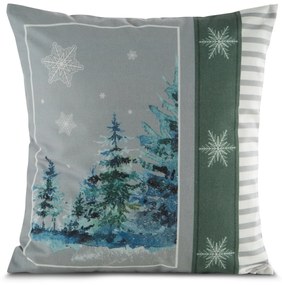 VIANOČNÁ DEKORAČNÁ OBLIEČKA NA VANKÚŠ FOREST1 45X45 CM VZOROVANÁ