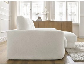 Biela rohová pohovka z textílie buklé (pravý roh/s leňoškou) Leonore – Bobochic Paris