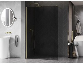 Mexen Kioto-X, sprchová zástena 130 x 200 cm, 10mm šedé sklo, zlatý matný profil, 800-130-101-55-40-X