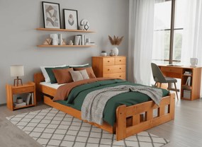 Posteľ Naomi zvýšená 120 x 200 cm, jelša Rošt: S lamelovým roštom, Matrac: Matrac DELUXE 10 cm