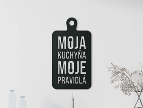 drevko Drevený obraz do kuchyne Moja kuchyňa moje pravidlá Rozmer obrazu: 50 x 27 cm, Farba dekorácie: Čierna