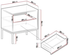 Nočný stolík MONO 56x54 cm béžová/čierna