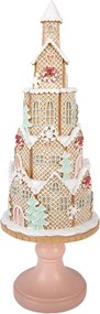 Vianočná dekorácia veža z domčekov v tvare stromčeka Gingerbread – Ø 14*40 cm