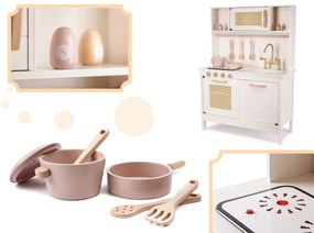 KIK Detská drevená retro kuchynka z MDF s doplnkami BOHO