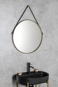 Sapho Sapho, ORBITER zrkadlo guľaté s popruhom, ø 60cm, zlatá matná, ORT060G