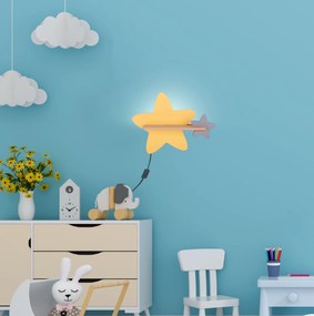 Candellux STAR Nástenné svietidlo 5W LED IQ KIDS WITH CABLE, SWITCH AND PLUG GOLDEN+GRAY 21-75734
