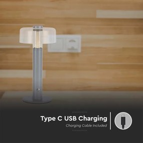 LED Stmievateľná dobíjacia stolná lampa LED/1W/5V 3000K 1800 mAh šedá