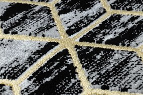 Dywany Łuszczów, Behúň Gloss 409A 82 3D cubes black/gold/grey, 70x200, čierna, obývacia izba