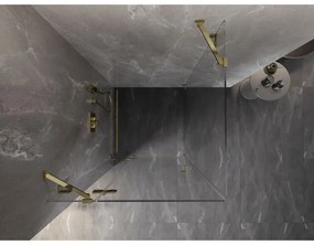 Mexen Lunar, výklopný sprchový kút ľavý 70 x 70 cm, 8mm číre sklo, zlatý profil, 834-070-070-50-00-L