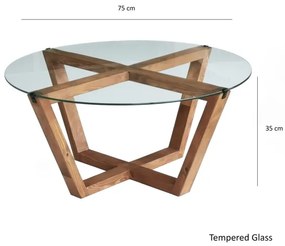 Konferenčný stolík LOTUS 35x75 cm hnedá/číra