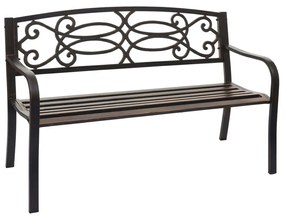 Záhradná lavička HWC-F44, 2-miestna oceľ s práškovým nástrekom - vintage bronz