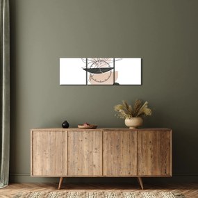 Obraz - Line art kvety N⁰1 (s hodinami) (90x30 cm)
