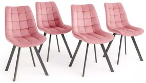 LuxuryForm DESIGN Stolička ORLEN VELUR - ružová - SET 4 ks