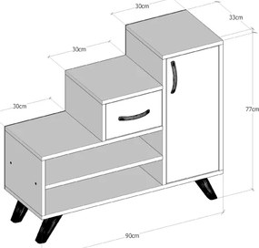 Skrinka na topánky RETRO 77x90 cm béžová/biela