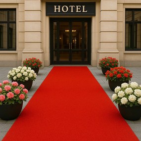 Betap, SUPER CENA: Červený svadobný koberec metrážny Budget, na mieru, šíře 4m, červená, resine, chodba / predsieň