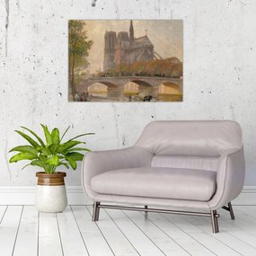 Sklenený obraz - Robert William Vonnoh, Notre Dame de Paris, reprodukcia (70x50 cm)