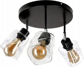 BERGE LED závesné stropné svietidlo 3xE27, rolovací, priehľadný štvorec