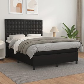Boxspring posteľ s matracom čierny 140x190 cm umelá koža 3142839