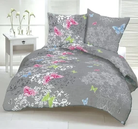 Obliečky bavlnené Butterfly garden TiaHome - 1x Vankúš 90x70cm, 1x Paplón 140x220cm