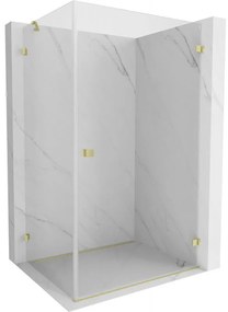 Mexen Lunar-B, pravostranný výklopný sprchový kút 90 x 80 cm, 8mm číre sklo, zlatý kartáčovaný - 832-090-080-55-00-P