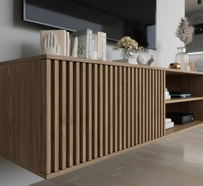 AKCIA Nástenný TV stolík ENTSIAN 150x40cm, dub artisan II. akosť