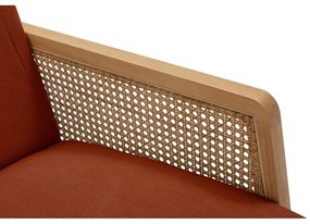 Menčestrové kreslo s výpletom v tehlovej farbe Debra – Marckeric