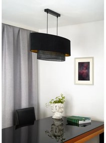 Duolla - Luster na lanku DOUBLE OVAL RATTAN 2xE27/15W/230V čierna/ratan