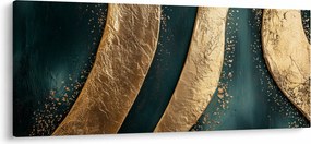 Obraz - Zelená abstrakcia so zlatom I. (120x50 cm)