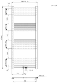 Gamma Simple, vykurovacie teleso 500x1200 mm, 487 W, zlatá matná, GMA-SIMP-50120-BGD