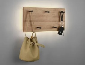 Nástenný vešiak s LED Romy, drevo, 40 cm%