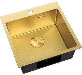 Mexen Solix, 1-komorový nerezový drez 500 x 500 mm, brúsená zlatá, vzor voština, 6407501000-55HC