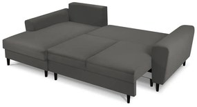 Tmavosivá rozkladacia rohová menčestrová pohovka Kooko Home Jazz, ľavý roh